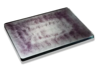 Tischplatte aus Schmelzglas Motiv Aurora purple