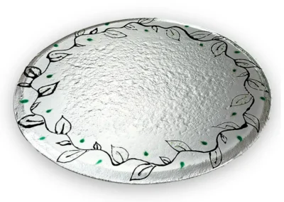 runde Tischplatte aus Schmelzglas Motiv Baluna