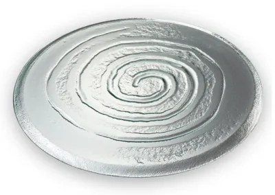 runde Tischplatte aus Schmelzglas Motiv Spirale