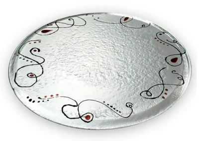 runde Tischplatte aus Schmelzglas Motiv Tarillo